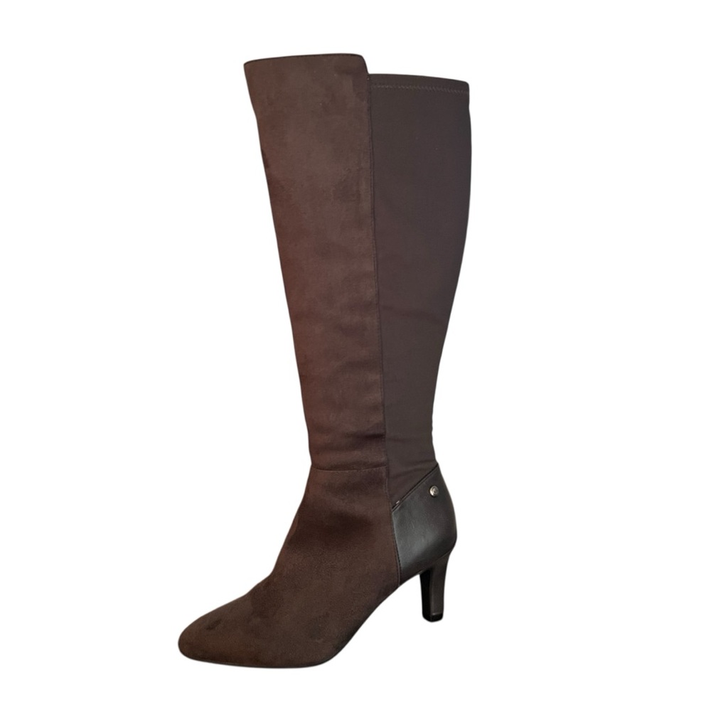 Life Stride Tall Heeled Dress Boot Stone Gray Size 7 Wide Calf Wide Width